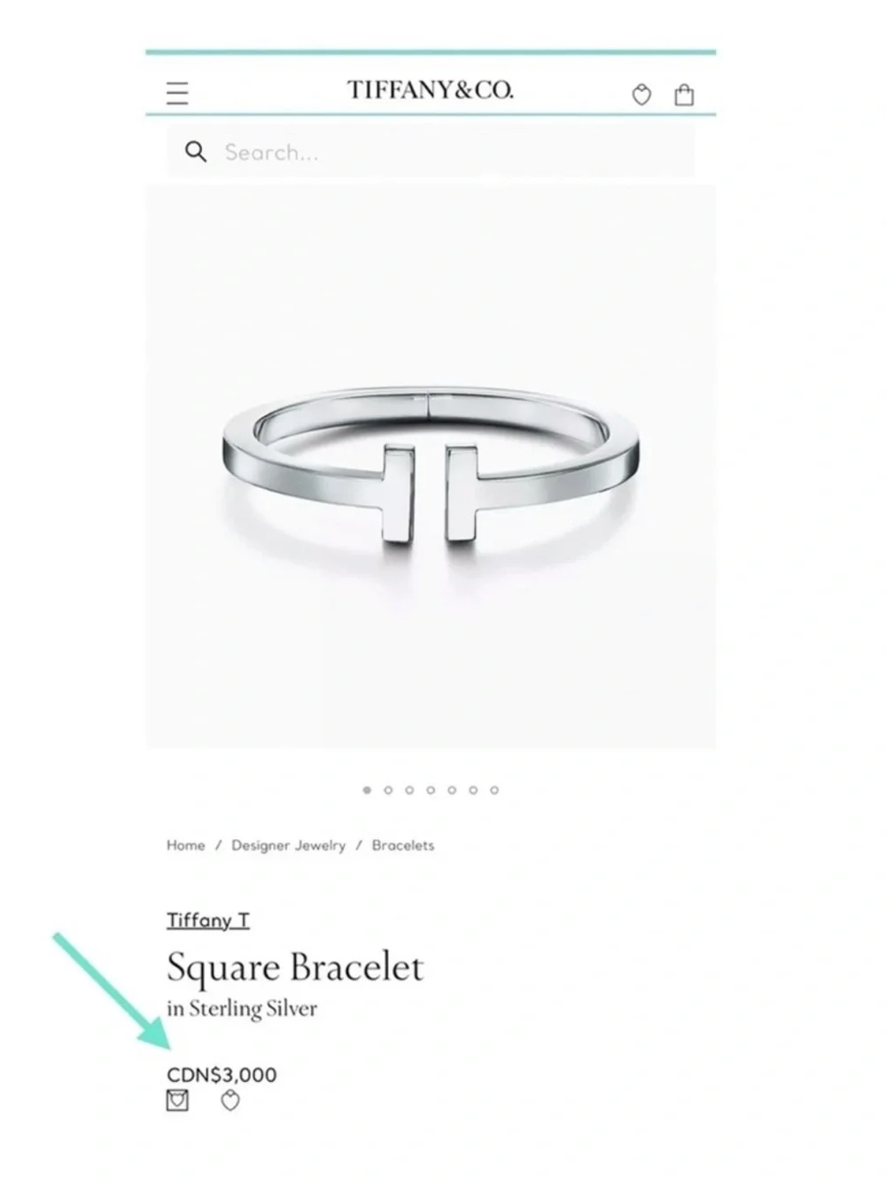 Tiffany & Co. T Square Bracelet in Sterling Silver 925 Gift Pouch, Box & Bag - Picture 12 of 14